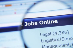 Magnified image of job listing website focused on Legal
