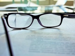 glasses on a desk