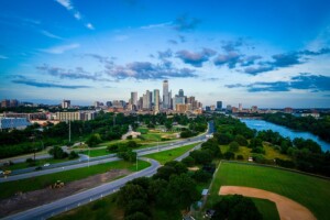 Aerial view of downtown Austin Texas